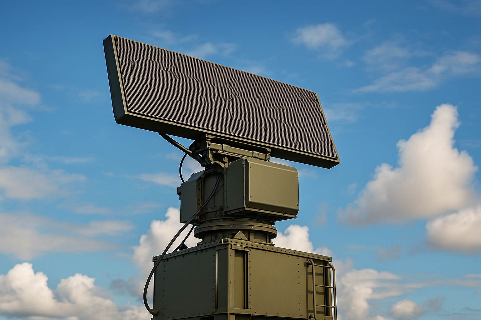 High-tech aerospace radar system scanning the sky